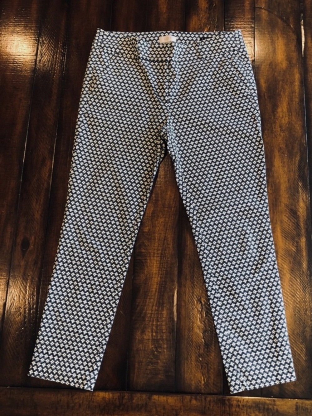 Ann Taylor Loft Womens size 8 Black White Stretch Modern Skinny Ankle Pants